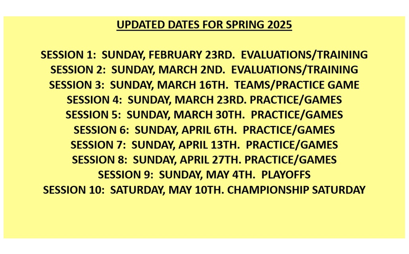 SPRING 2025 DATES