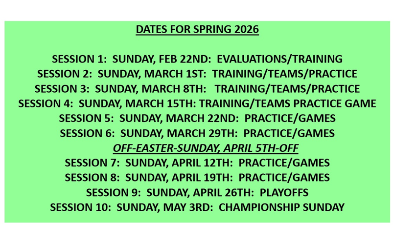 SPRING 2026 VOLLEYBALL DATES