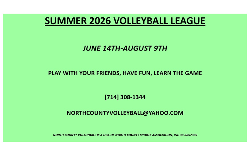 SUMMER 2026 VOLLEYBALL LEAGUE