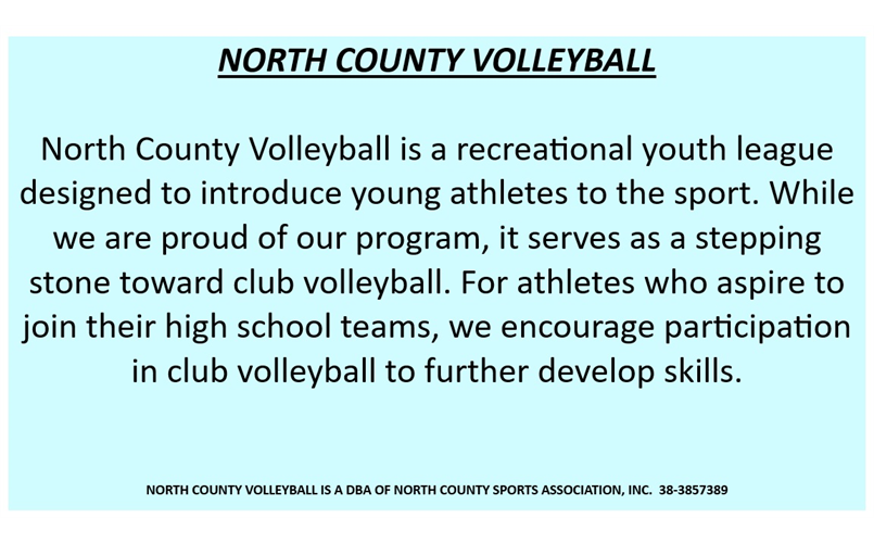 NORTH COUNTY VOLLEYBALL-WE'RE RECREATIONAL